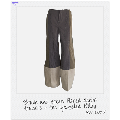 Brown and green flared denim trousers - the upcycled Holly