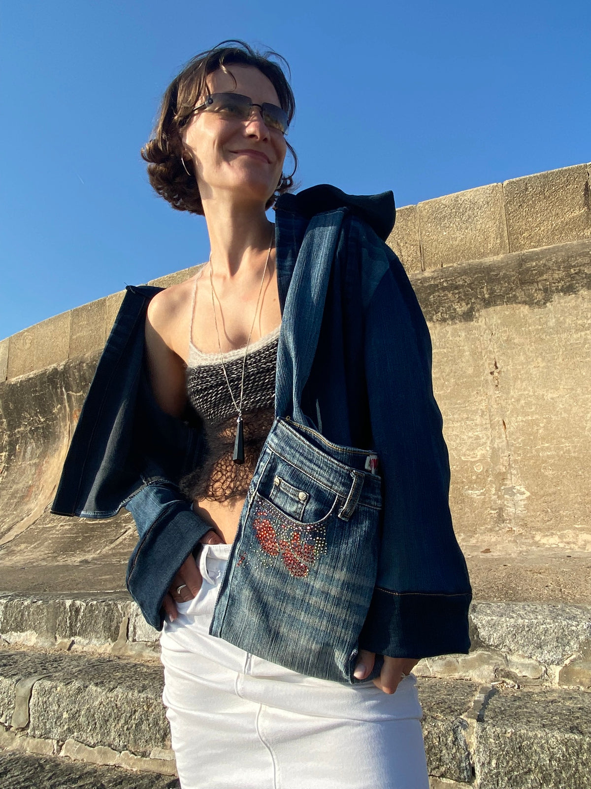 Short blue denim jacket - Alice upcycled