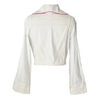 upcycling veste blanche marque indépendante Specimen studi0, made in Portugal- avec doublure rose