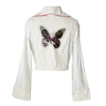 Veste courte rose blanc denim - l'upcyclée Barbara