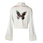 Veste courte rose blanc denim - l'upcyclée Barbara