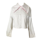 upcycling veste blanche marque indépendante Specimen studi0, made in Portugal- avec doublure rose