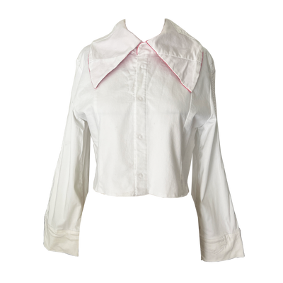 upcycling veste blanche marque indépendante Specimen studi0, made in Portugal- avec doublure rose